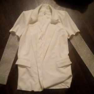 Ang White Crystal Mesh Blazer Small